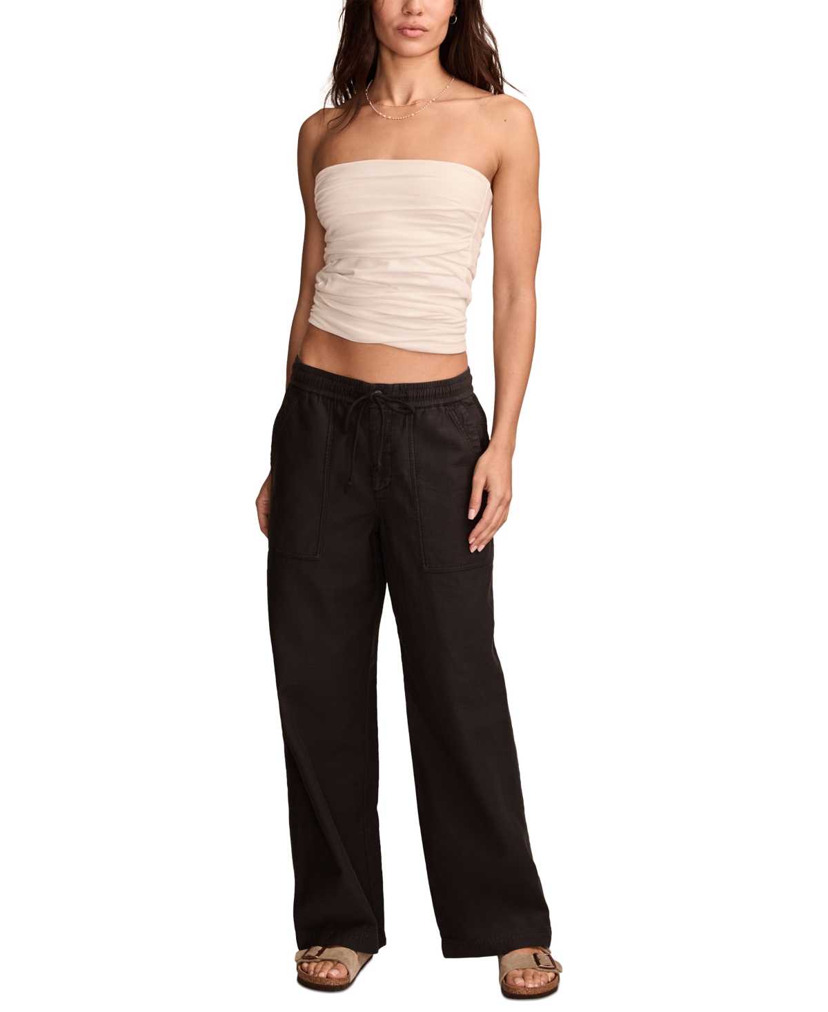 LUCKY BRAND WOMEN'S COTTON RELAXED WIDE-LEG UTILITY PANTS 