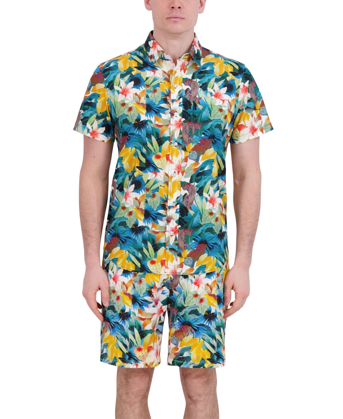 Robert Graham Men's Drew Floral Print Drawstring 7" Swim Trunks In Tigers