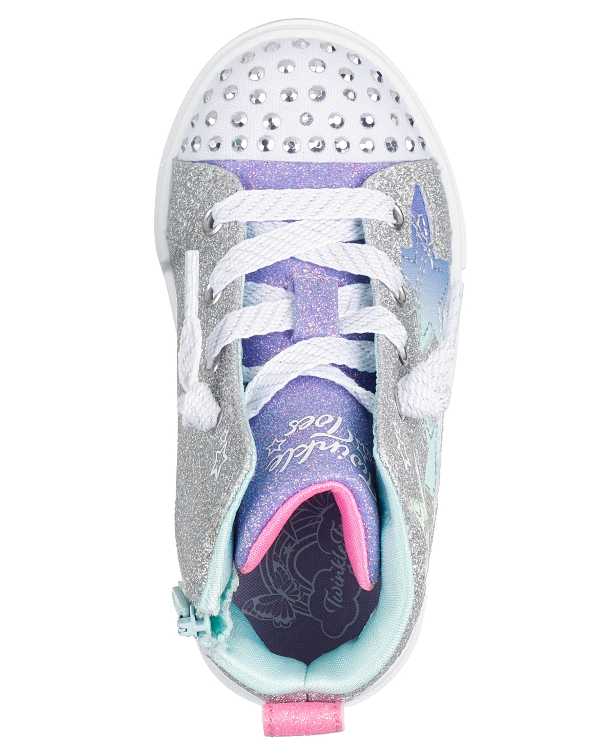 Skechers Toddler Girls Twinkle Toes: Twinkle Sparks Magical Ombre Light-up Casual Sneakers From Finish Line In Silver