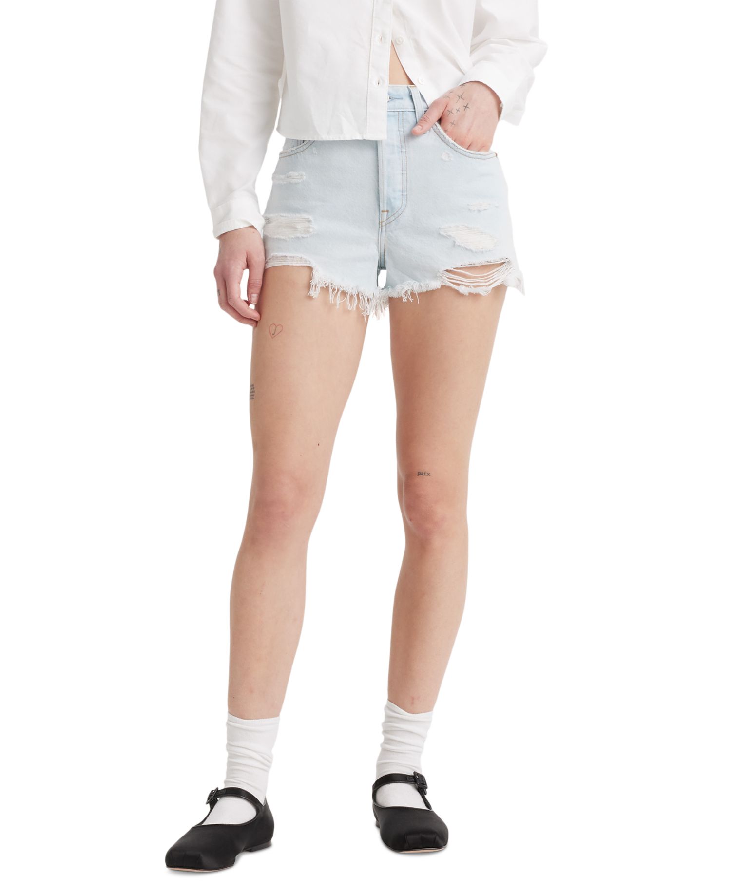 Women's 501 Button Fly Cotton High-Rise Denim Shorts