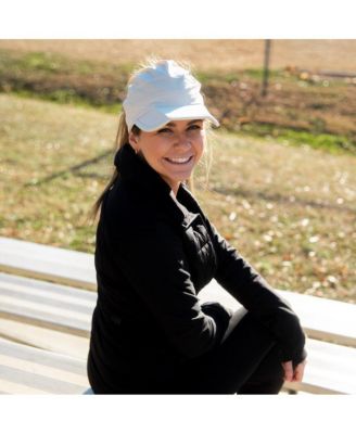 Women's Adjustable High Ponytail Running Hat - Cream