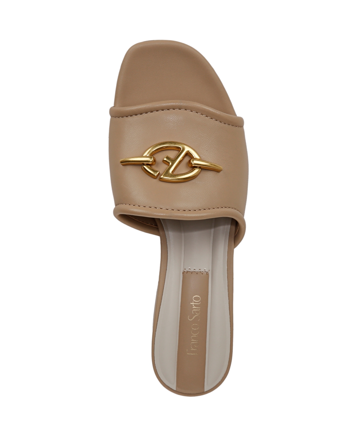 Franco Sarto Women's Noreen 2 Open Square Toe Block Heel Slide Sandals In Latte Beige Leather