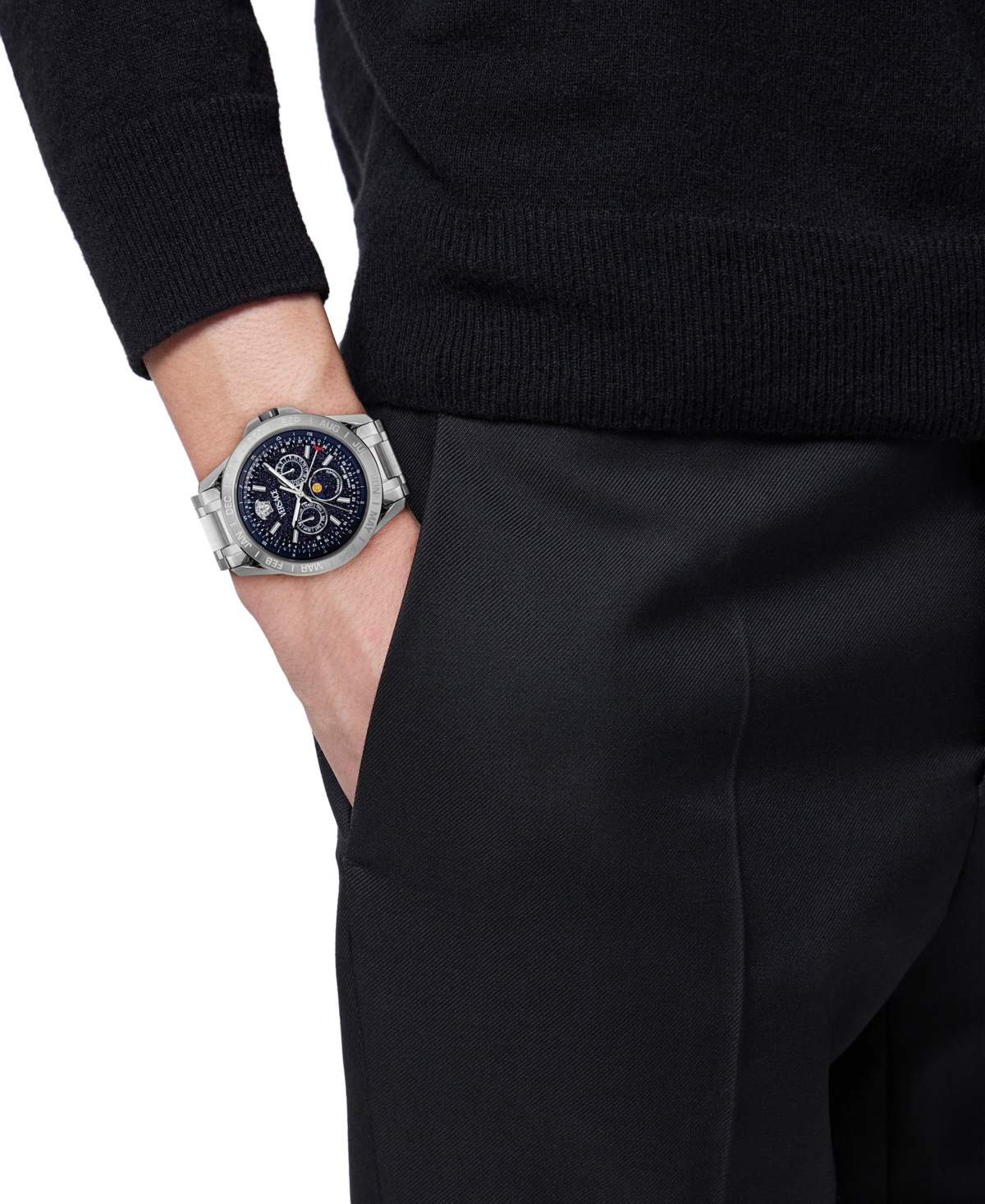 Versace V-galaxy Moonphase Watch, 43mm In Stainless