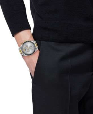 Men's Swiss Chronograph Greca Chrono Wave Two-Tone Stainless Steel Bracelet Watch 43mm