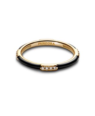 Black Enamel and Stones Statement Ring