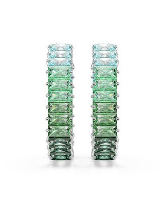 Matrix Rhodium Plated Baguette Cut Hoop Earrings