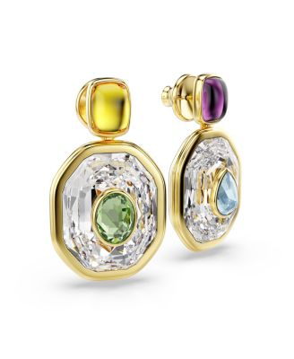 Chroma Gold-Tone Plated Octagon Cut Drop Earrings