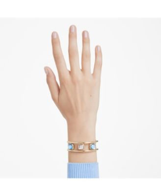 Chroma Cushion Cut Green Gold-Tone Plated Cuff Bracelet