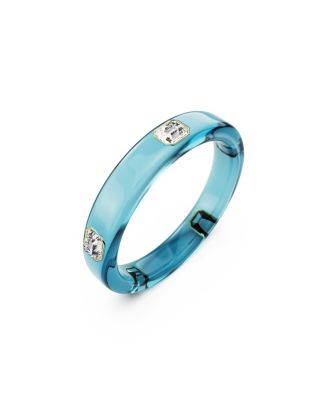 Dulcis Octagon Cut Blue Gold-Tone Plated Bangle Bracelet