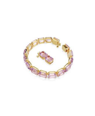 Millenia Octagon Cut Purple Gold-Tone Plated Tennis Bracelet