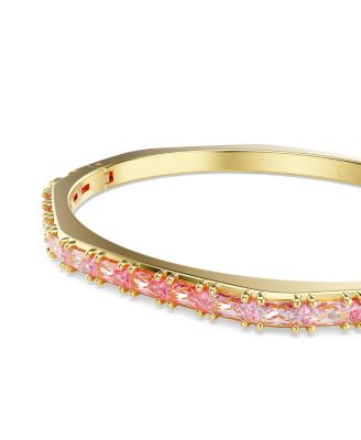 Matrix Baguette Cut Pink Gold-Tone Plated Bangle Bracelet