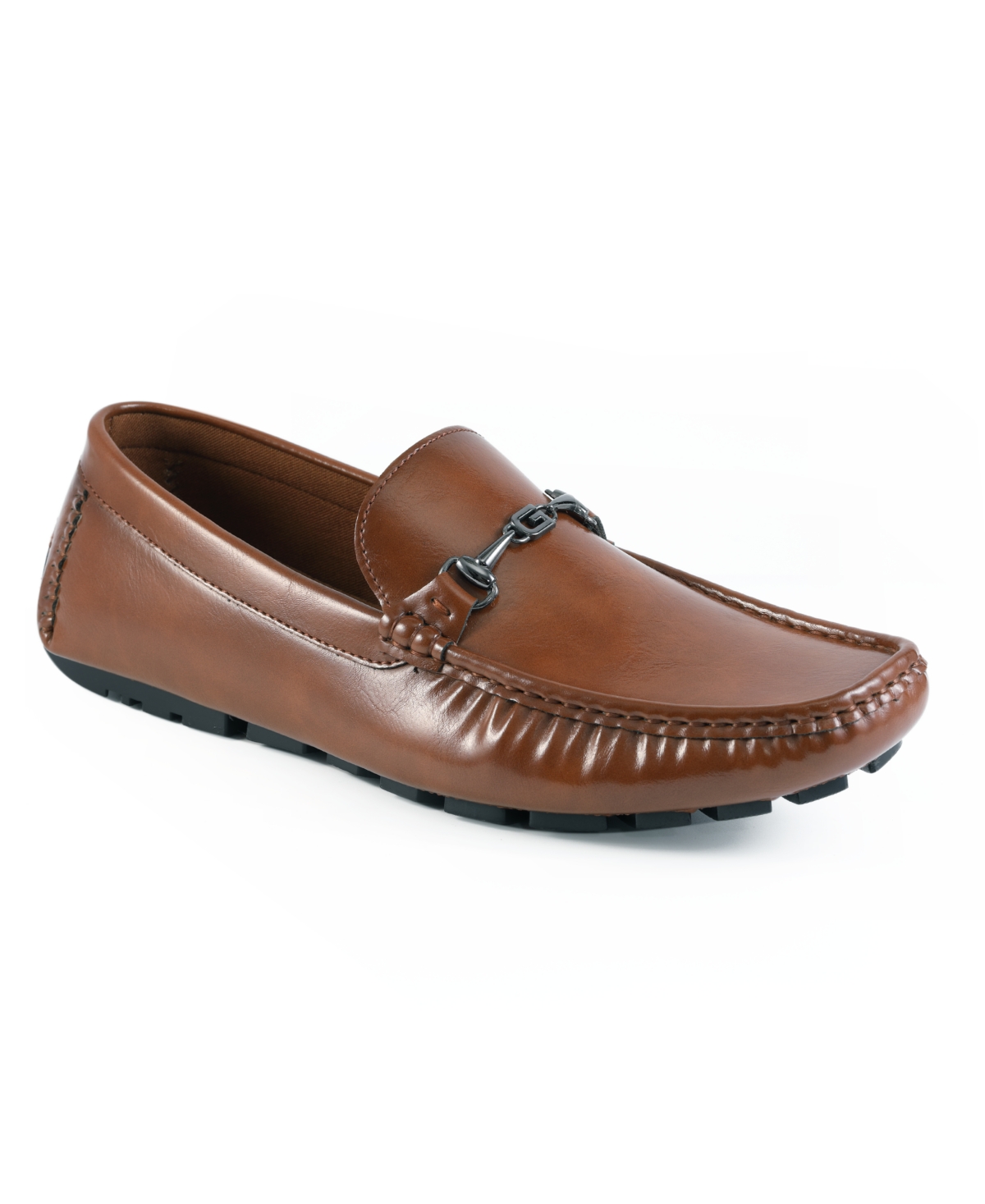 Guess Men's Ansto Logo Bit Detailed Driving Loafers In Medium Brown