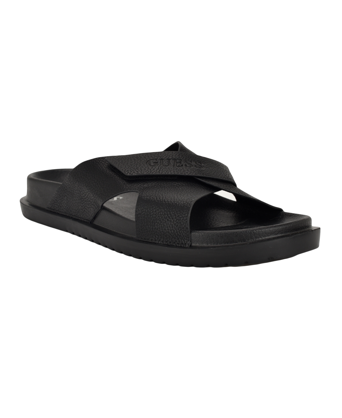 Guess Men's Vaton Strap Detail Slip On Sandals In Black