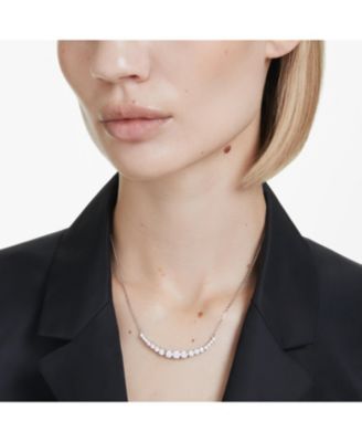 Matrix Gradient of Round Cut White Rhodium Plated Necklace