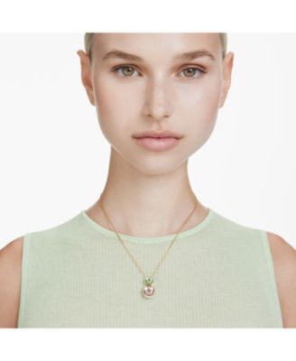 Chroma Cushion Cut Multicolored Gold-Tone Plated Pendant Necklace