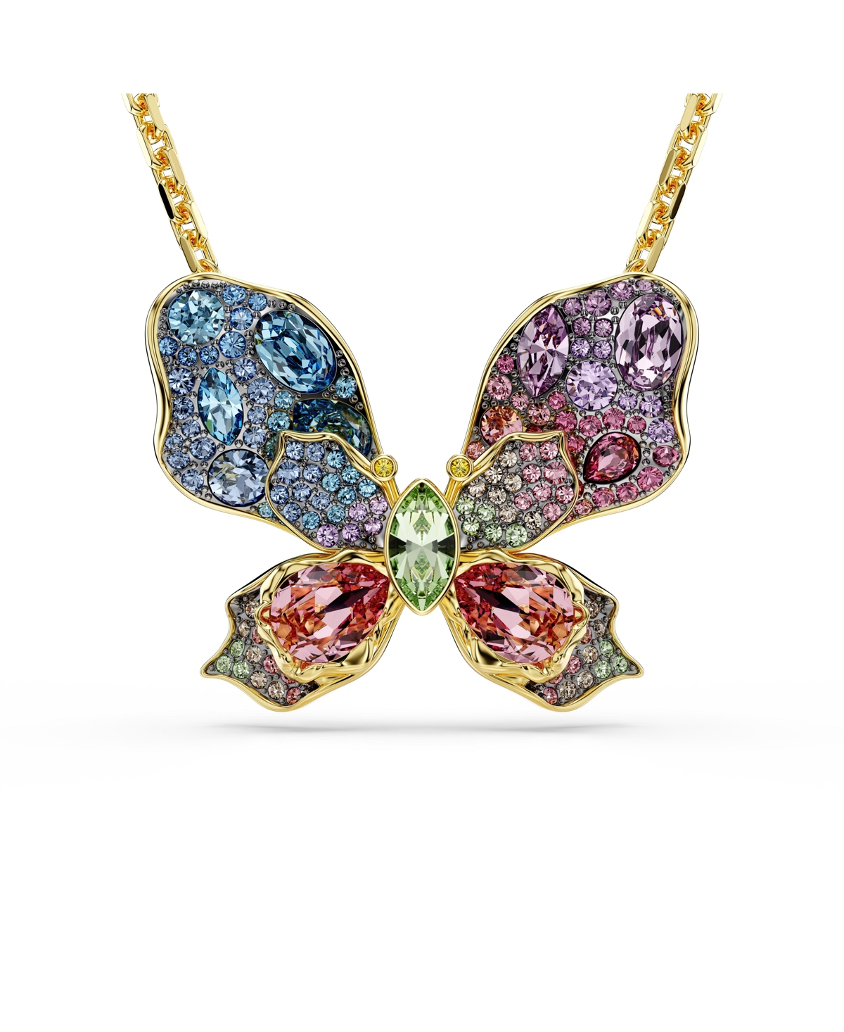 Swarovski Idyllia Mixed Cuts Pave Butterfly Multicolored Mixed Metal Finish Pendant Necklace In Multicolor