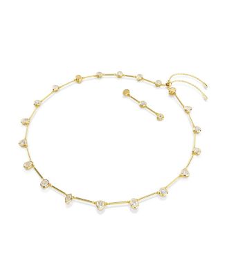 Imber Mixed Cuts White Gold-Tone Plated Tennis Necklace