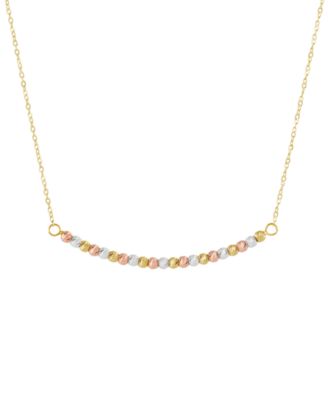 Macy's - Textured Bead Curved Bar 17" Collar Necklace in 14K Tricolor Gold