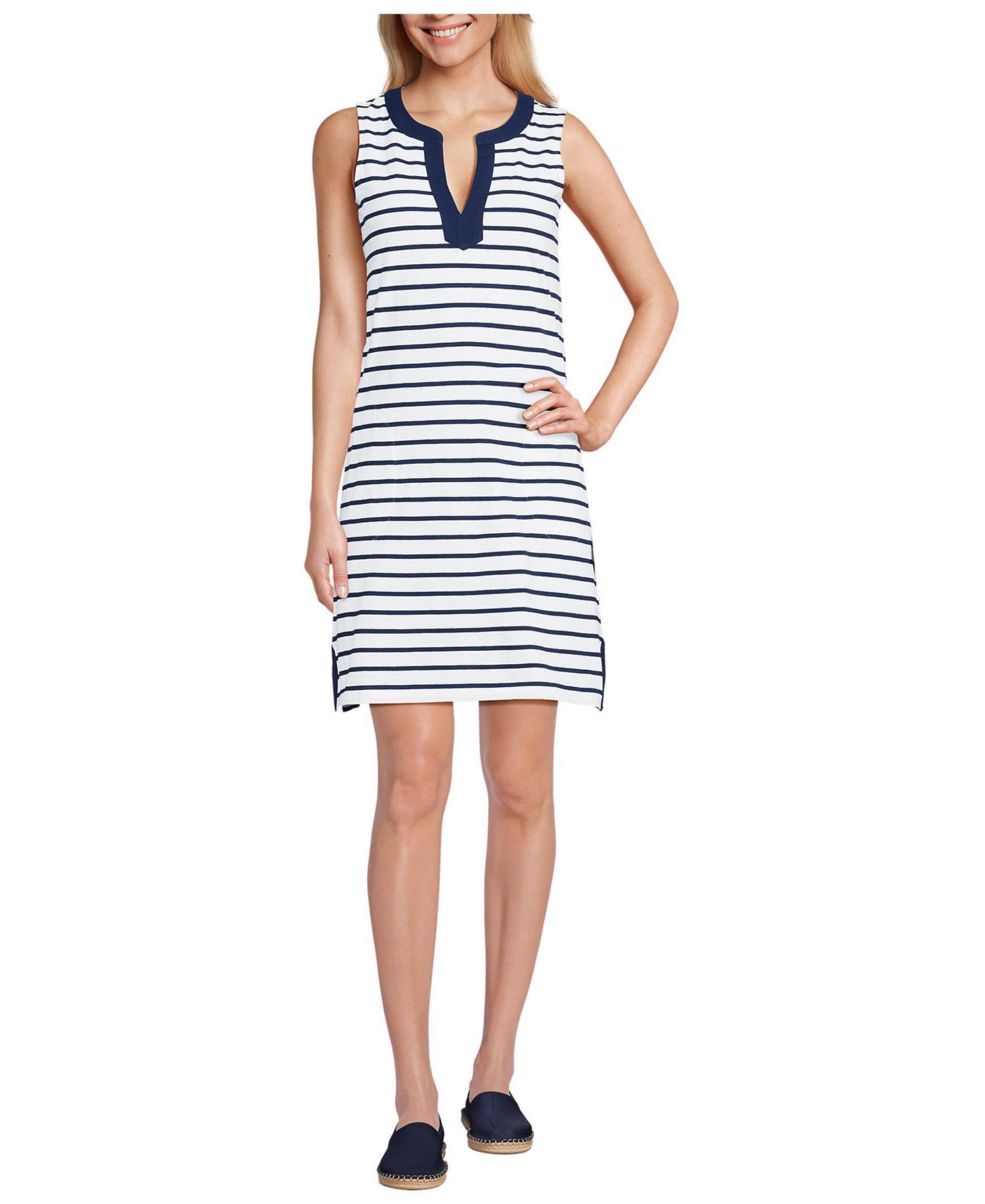 Women's Tall Cotton Jersey Notch Neck Dress