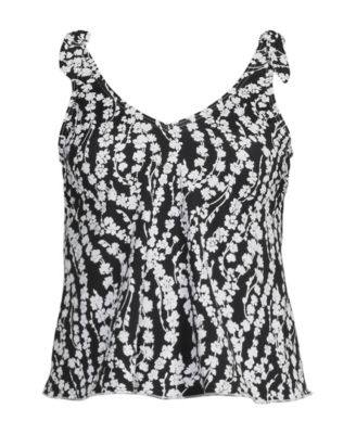 Plus Size Tie Shoulder Flutter Tankini Top