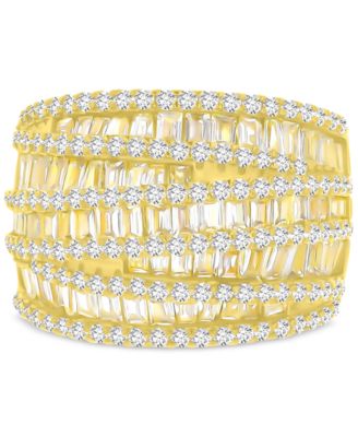 Macy's - Mixed Cubic Zirconia Multi-Row Ring (4-3/4 ct. t.w.) in 14k Gold over Sterling Silver
