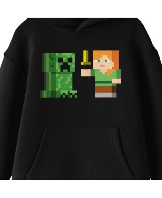 Boys Alex Versus Creeper Youth Black Graphic Hoodie-Medium