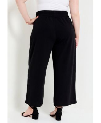 June + Vie Women's June + Vie Cropped Wide-Leg Knit Pants