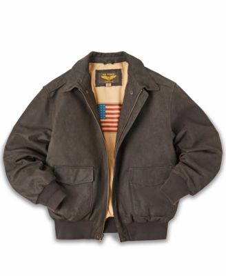Men A-2 Distressed Leather Flight Bomber Jacket