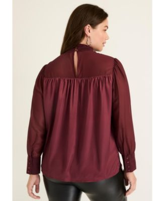 Women's June + Vie Satin Mockneck Blouse