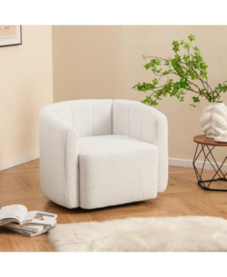 Modern Upholstered Sherpa Accent Chair with Curved Backrest and Armrests