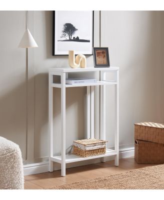 Bisbee Wood Console Table with 2 Open Storage Shelves, Narrow & Minimalist Sofa Table, Entryway Table Perfect for Hallway, Behind The Couch, Living Room & Foyer