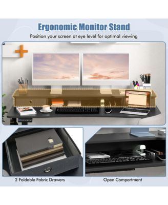 55"x 24" Electric Standing Desk with 2 Drawers Monitor Stand Storage Shelf