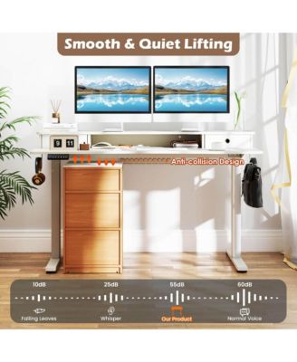 55"x 24" Electric Standing Desk with 2 Drawers Monitor Stand Storage Shelf