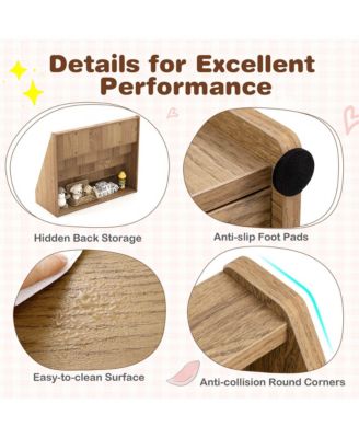 5 Tier Kids Bookshelf with Anti-Tipping Device Kids-friendly Height for Bedroom