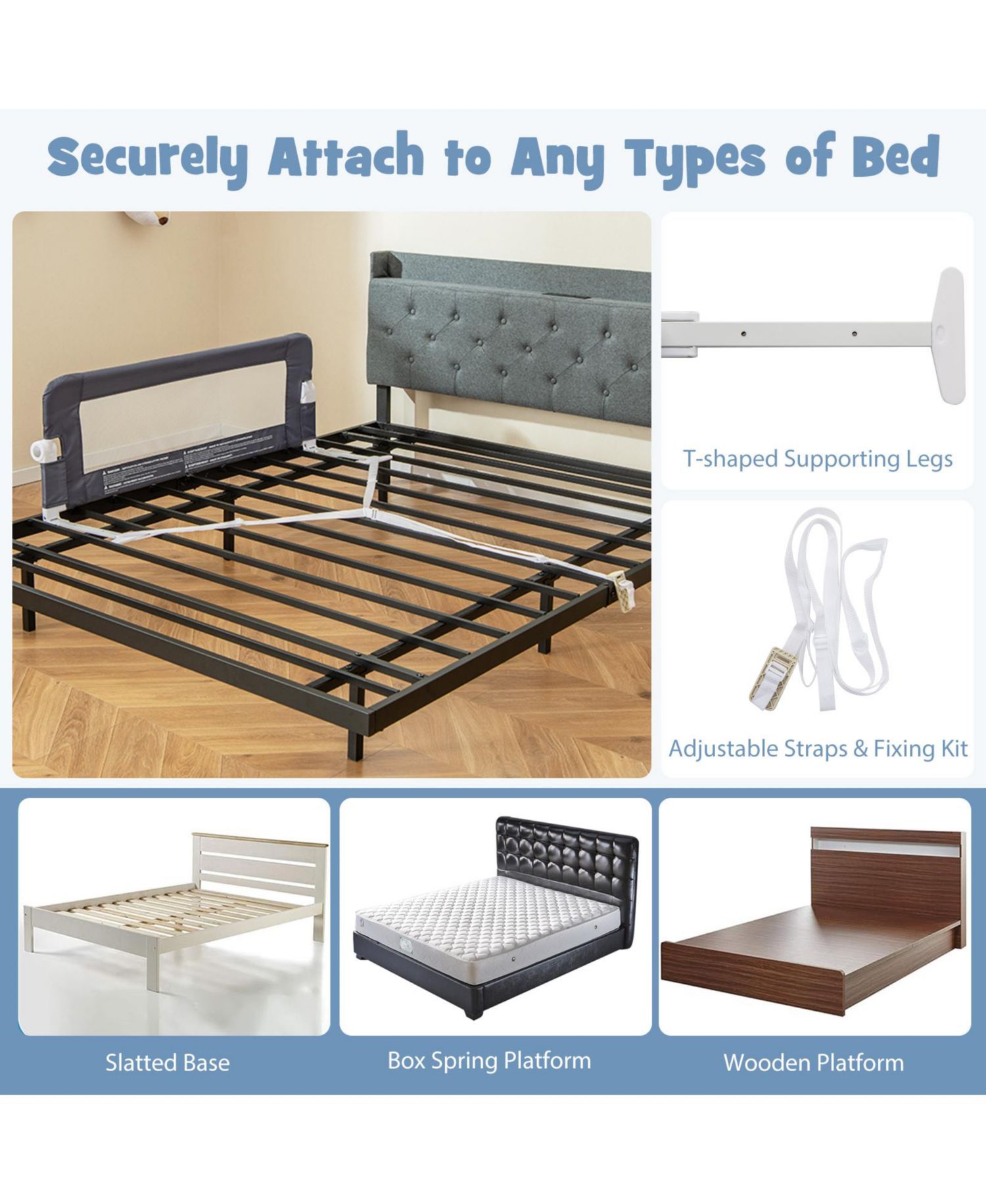 Foldable Baby Bed Rail with Swing Down Feature Toddler Bed Guard Safety Barrier