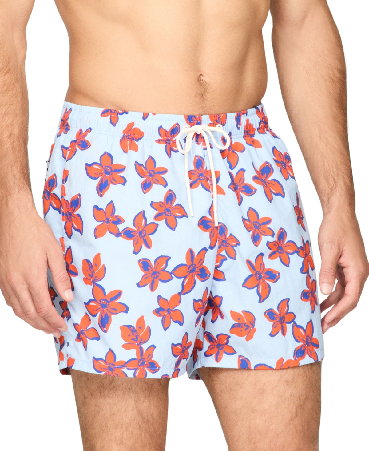 Tommy Hilfiger Men's Print Drawstring 5" Swim Trunks In Bold Floral Sweet Blue