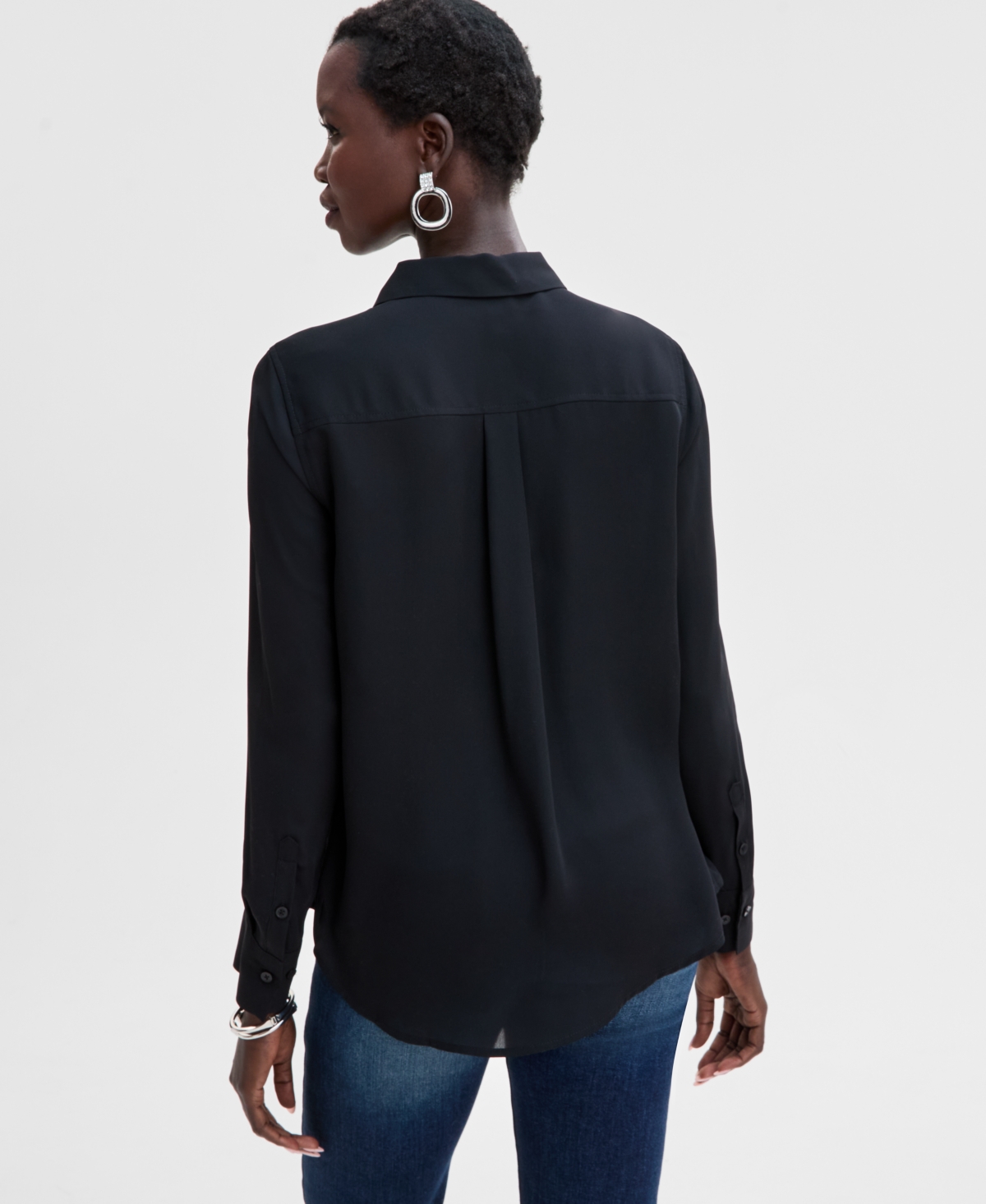 Inc International Concepts Women's Two-pocket Shirt, Exclusively At Macy's In Deep Black