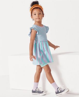 Girls Short Sleeve Gathered Waist Tunic Top