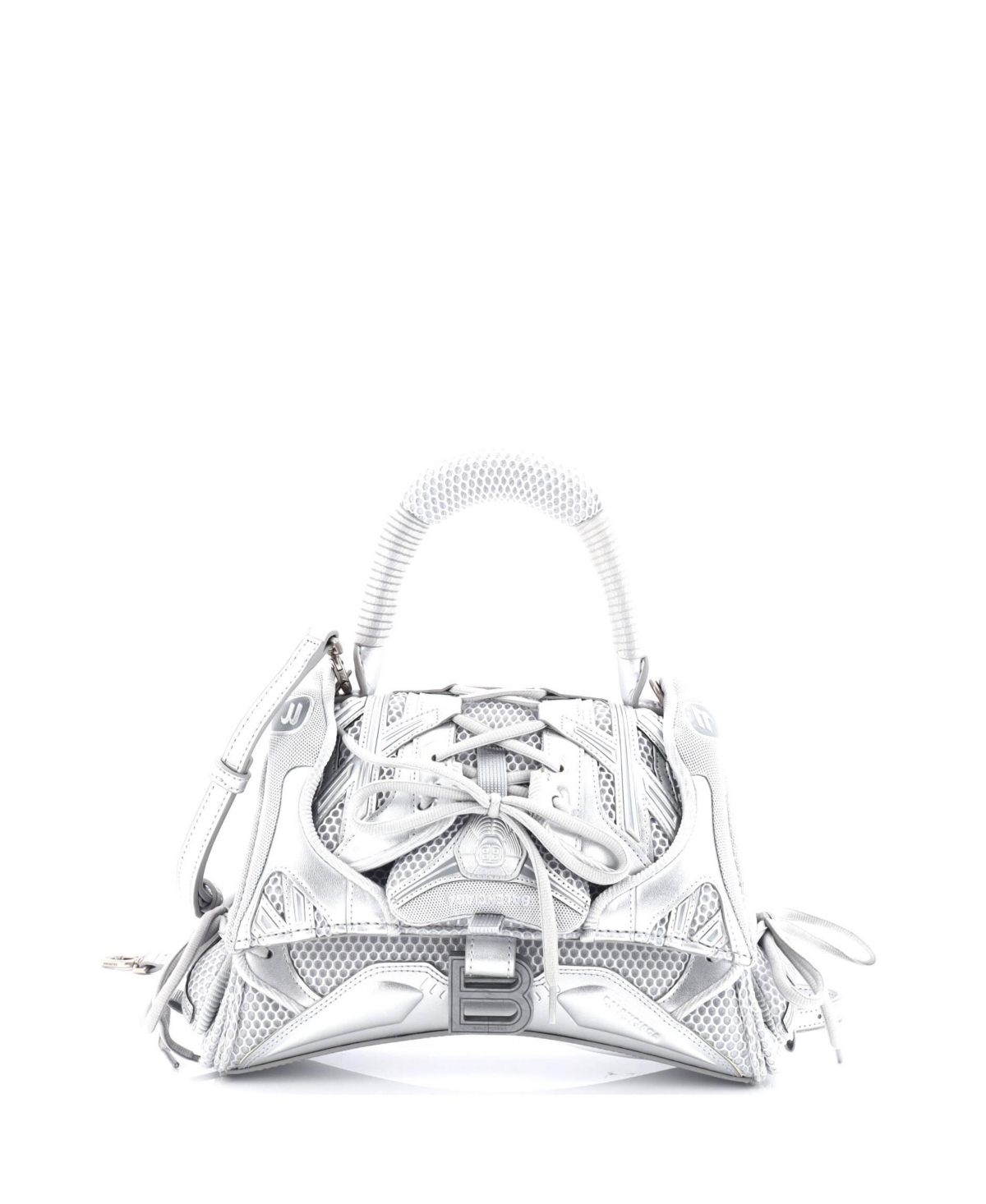 Small SneakerHead Top Handle Bag Mesh and Faux Leather - Silver