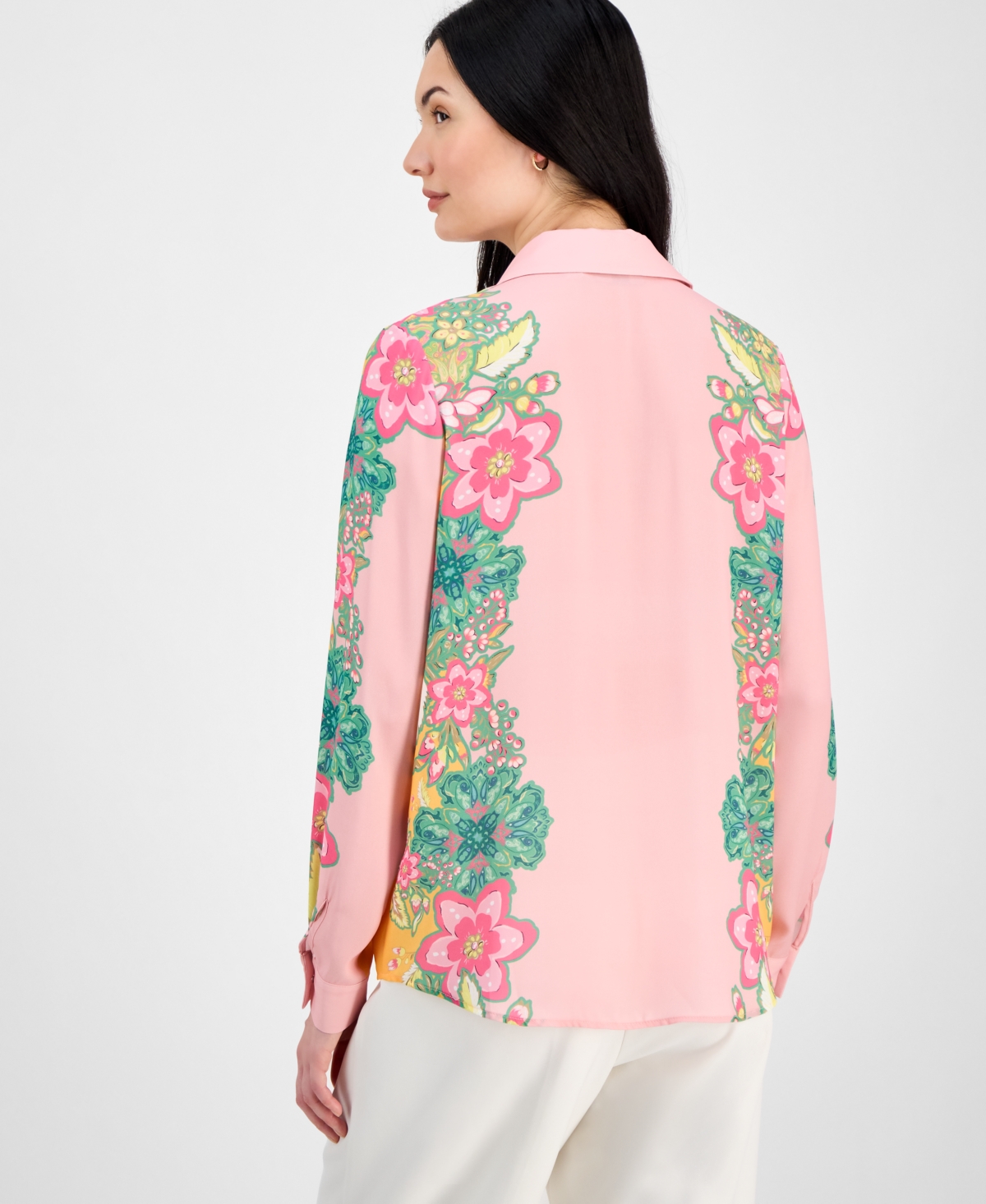 T Tahari Floral Blouse In Eternity Garden Print