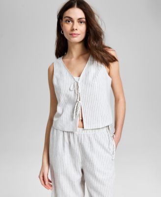 And Now This - Women's Striped Tie-Front Vest