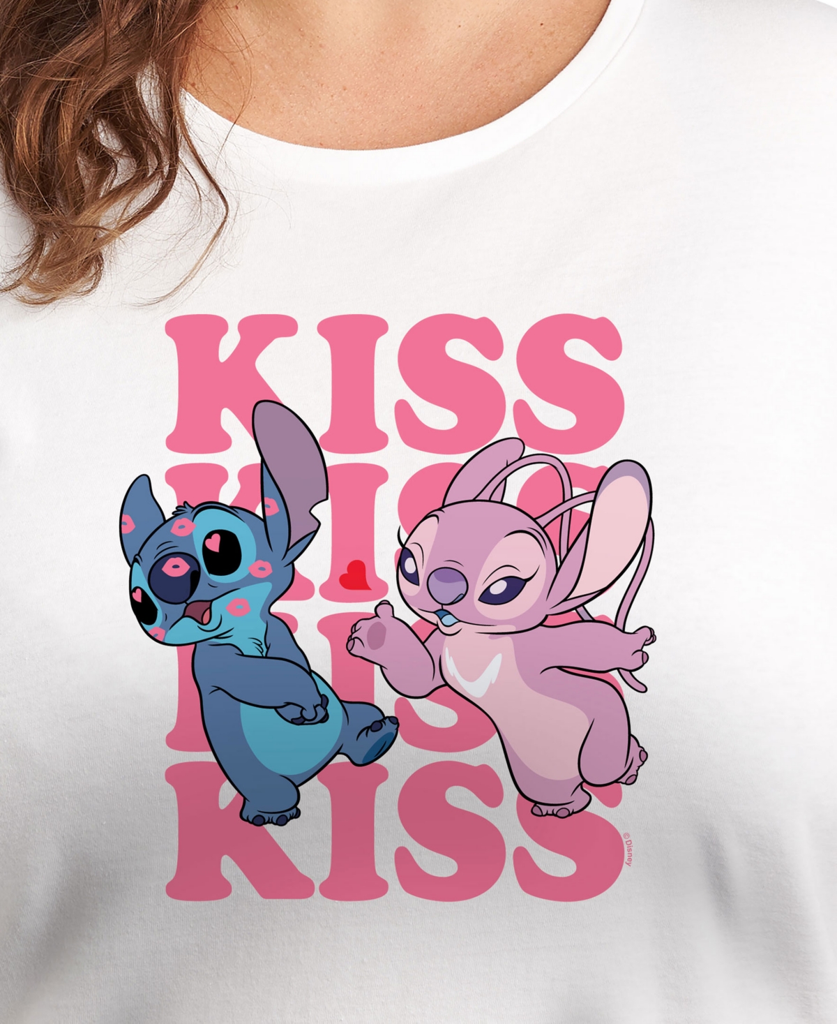 Hybrid Apparel Plus Size Stitch Valentines Day Kiss Kiss Kiss Graphic Crew Neck T-shirt In White