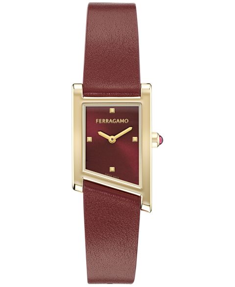 Женские часы Ferragamo Swiss Asymetrique Burgundy Leather Strap Watch 22x36mm