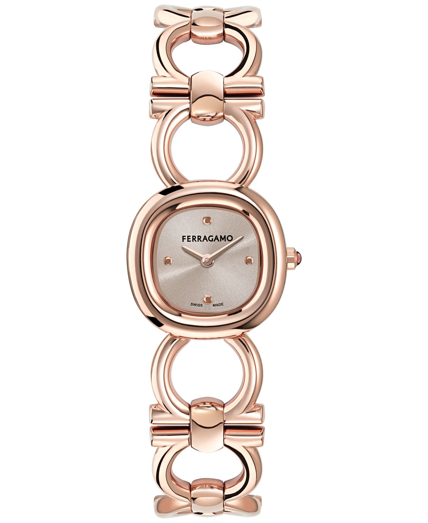 Женские часы Ferragamo Swiss Double Gancini Rose Gold Ion Plated Link Bracelet Watch 25mm — фото 1