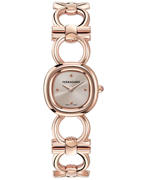 Женские часы Ferragamo Swiss Double Gancini Rose Gold Ion Plated Link Bracelet Watch 25mm