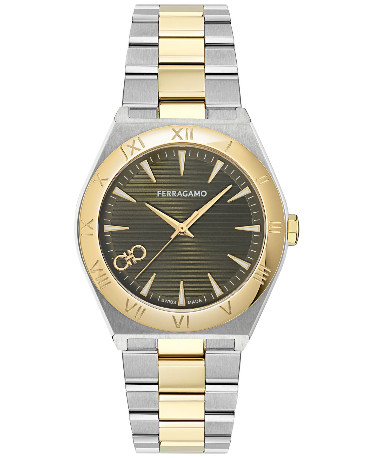 Мужские часы Ferragamo Swiss Vega Two-Tone Stainless Steel Bracelet Watch 40mm — фото 1