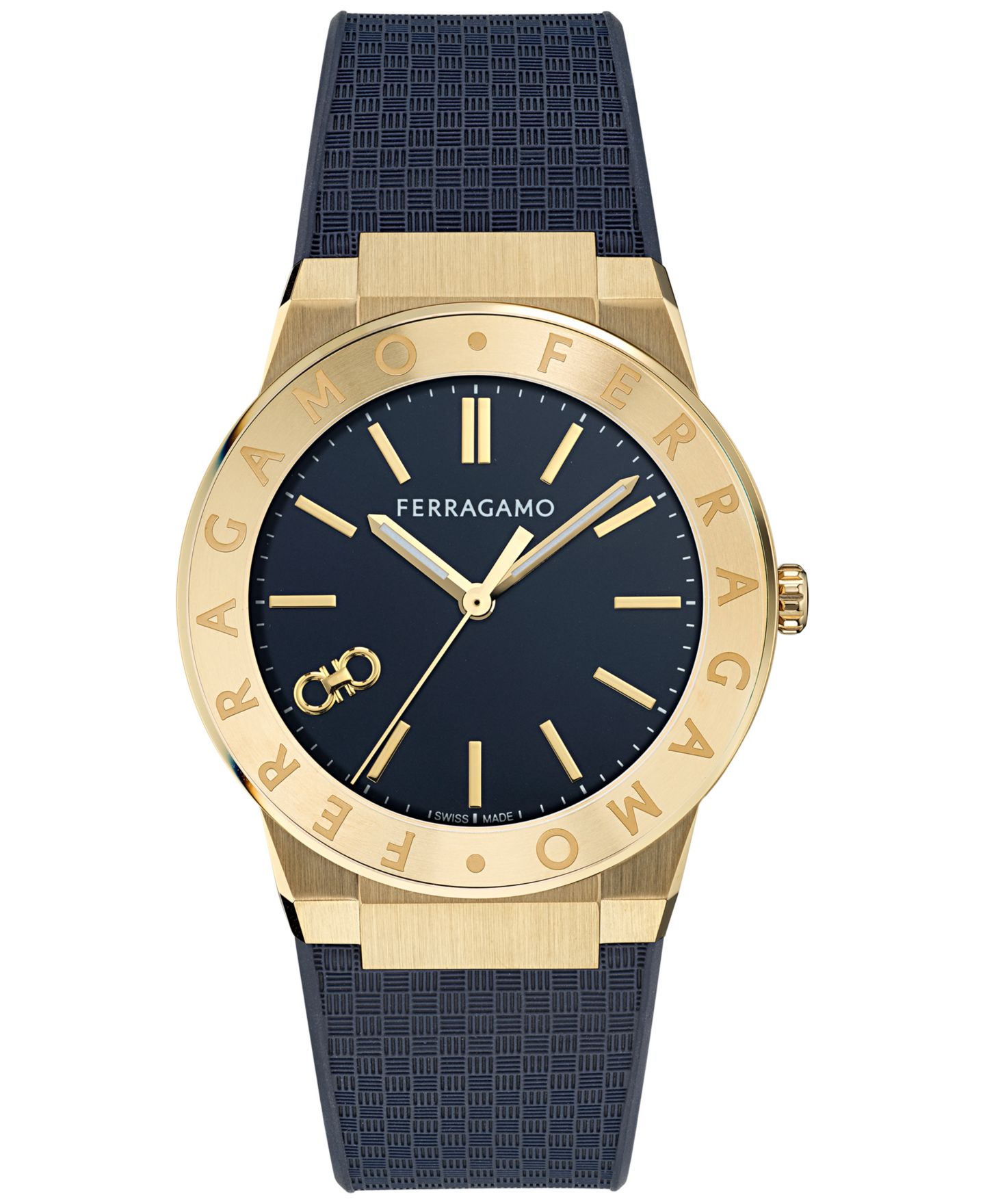 Мужские часы Ferragamo Swiss Blue Polyurethane Strap Watch 41mm — фото 1