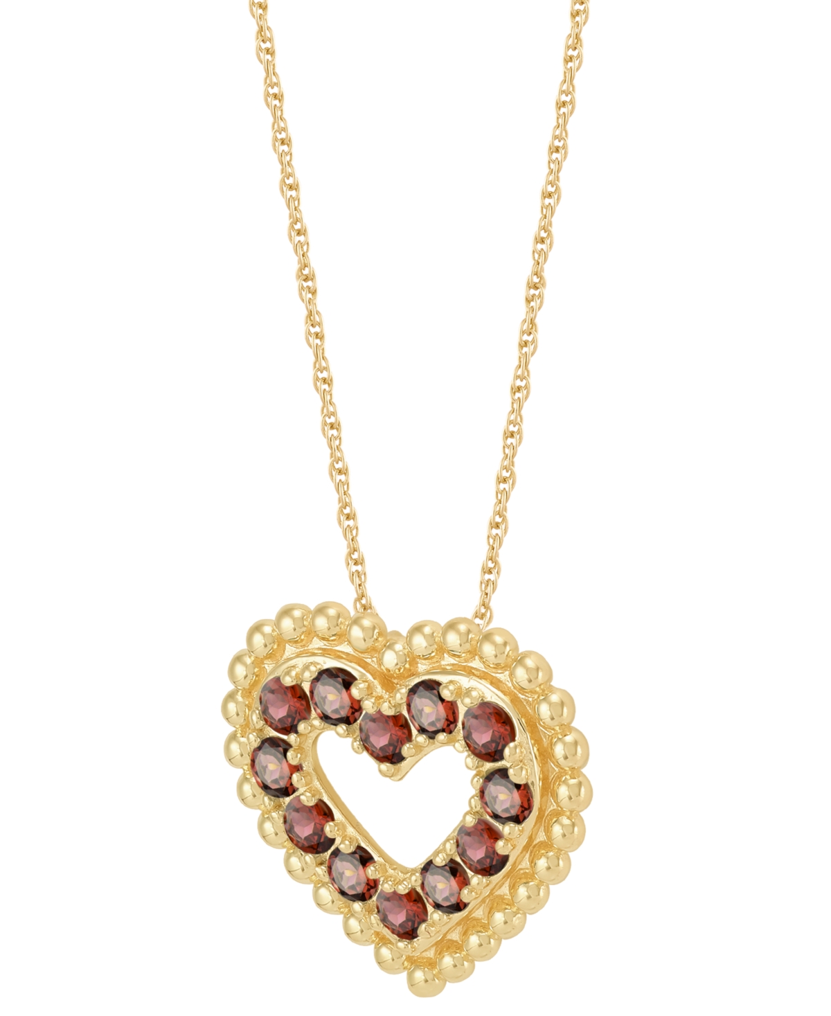 MACY'S AMETHYST (3/4 CT. T.W.) HEART PENDANT NECKLACE IN 14K GOLD OVER STERLING SILVER, 16" + 2" EXTENDER ( 