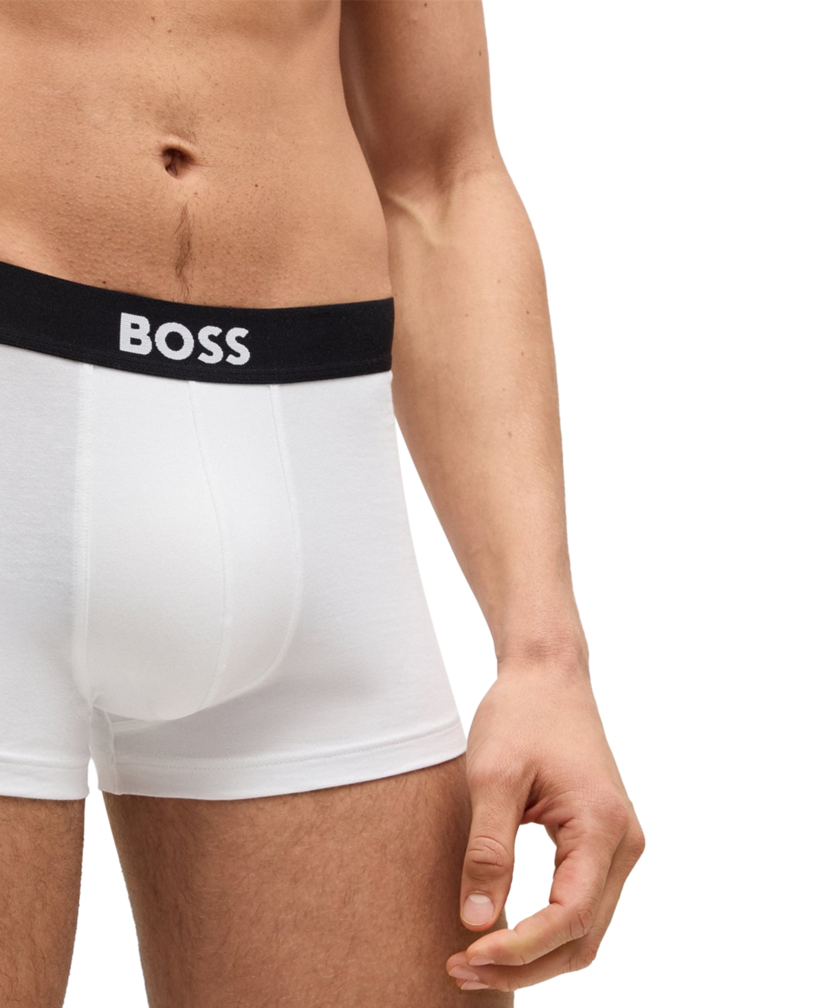 Hugo Boss Three-pack Of Stretch-cotton Trunks With Logo Waistbands In White