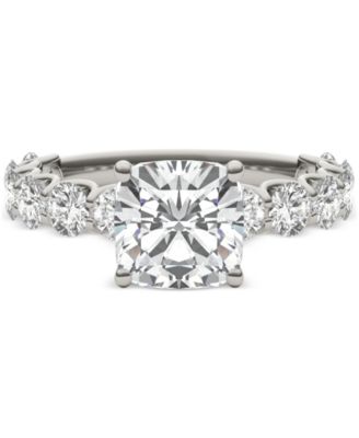 Moissanite Cushion & Round Engagement Ring (3-1/2 ct. t.w. Diamond Equivalent) in 14k White Gold